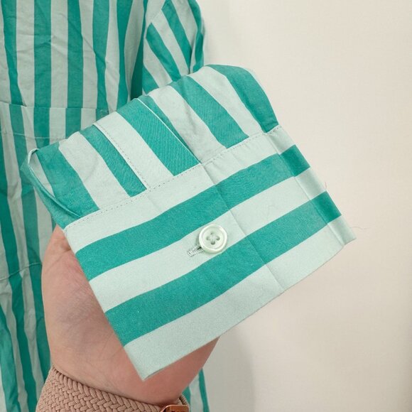 NEW A New Day Womens Long Sleeve Button-Down Shirt - Green Stripe - Size L - Picture 4 of 10